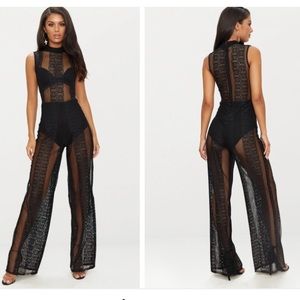 Pretty little thing black lace jumpsuit
